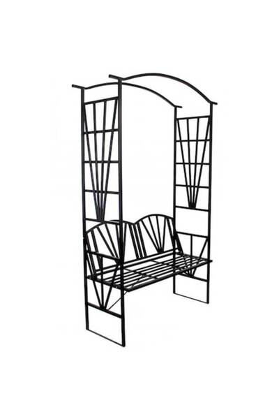 gardenline Pergolă, arc metalic de grădină cu bancă, 114x45x208 cm