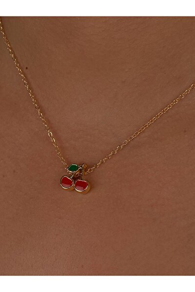 Furtek Aksesuar قلادة مطلية بالذهب من الفولاذ المينياليوم طراز كرز مينيال، مط...