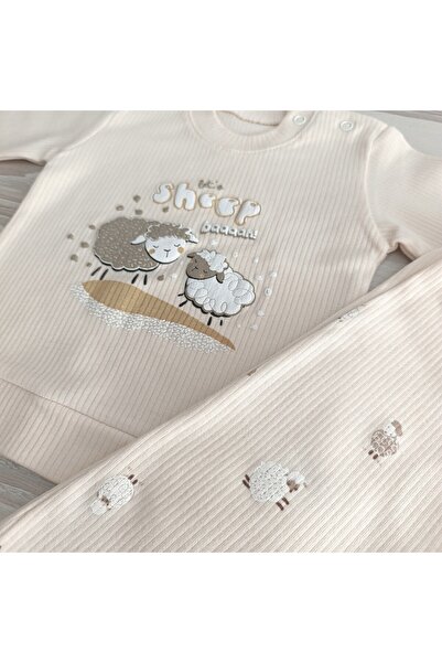 NURHAS BEBE Nurhas Erkek Bebek Kuzu Desenli 2 li Takım