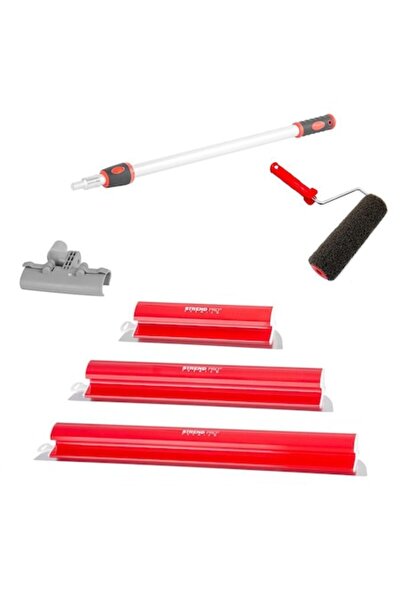 Strend Pro Set 3 gletiere profesionale, inox, 40, 60, 80 cm, suport, maner prelungitor 0.8-1.4 m, rola gletuit,