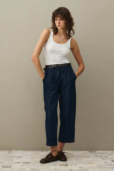 Fahhar Carrot Denim Pants Navy Blue