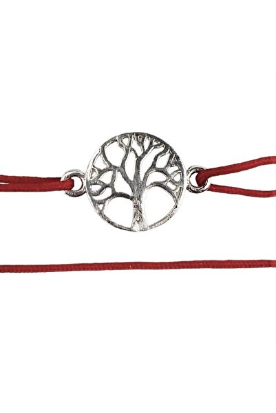 Flippy Adjustable Cord Bracelet, 925 Silver, Tree In Circle, Jolie Silver, 0.9 g, 2 cm x 1.2 cm