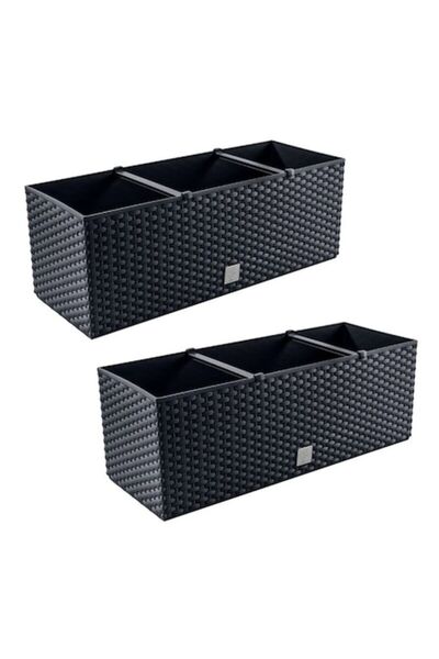 Prosperplast Set 2 jardiniere decorative, sistem de irigații, imitație de rat...