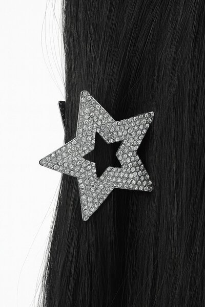 TAKIŞTIR Cataramă metalică cu detaliu de piatră în formă de stea de culoare argintie