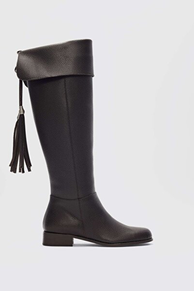 selin shoes Mona Tassel Λεπτομερείς Γυναικείες Μπότες πάνω από το Γόνατο-ΚΑΦΕ