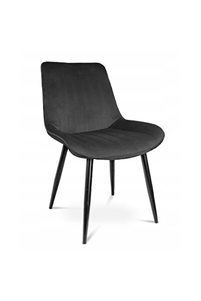 jumi Scaun pentru bucătărie/living, catifea, metal, negru, 54x61x83 cm, Viva