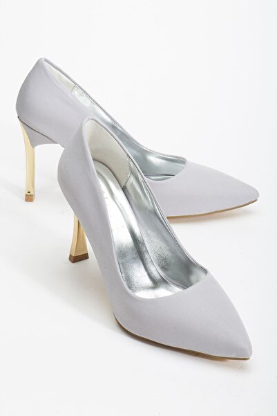 Hayalimdeki Ayakkabı Women's Silver Satin Pointed Toe Thin Heeled Stiletto