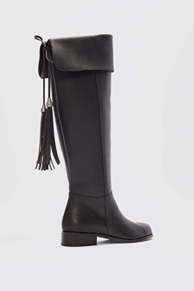 selin shoes Mona Tassel Λεπτομερείς Γυναικείες Μπότες πάνω από το Γόνατο-ΚΑΦΕ