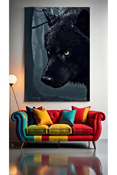 özkacar BLACK ALONE WOLF V2 Kućni zid Salon lepote Kancelarija Prodavnica Dek...