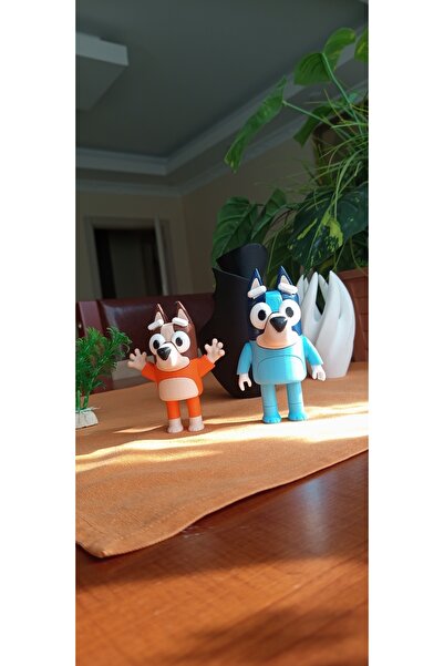 3DLİ Blue Bingo Dog Family Bluey Characters 2-Piece Midi Figure Set No Box