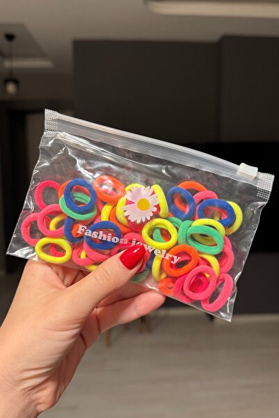 C&E Design Kadın 50'li Renkli İthal Makyaj Çantalı Havlu Lastik Toka
