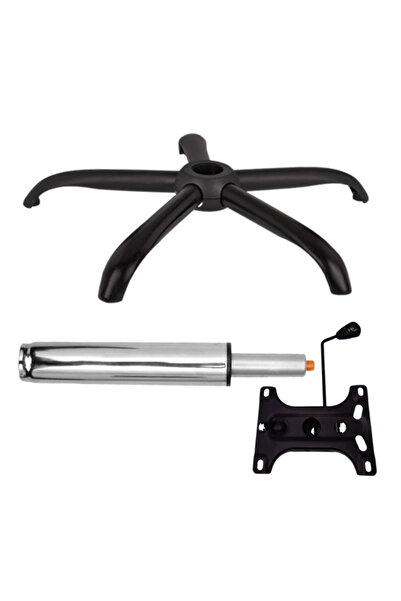 Depox Sada kovové vyvažovací desky 26 x 15 cm, základna 64 cm a pístového válce, plynového, pro kancelářské židle, 35 cm