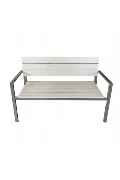 Chomik Garden Bench, Plastic Backrest, Steel Frame, Gray, 118x54x77 cm, Miruna