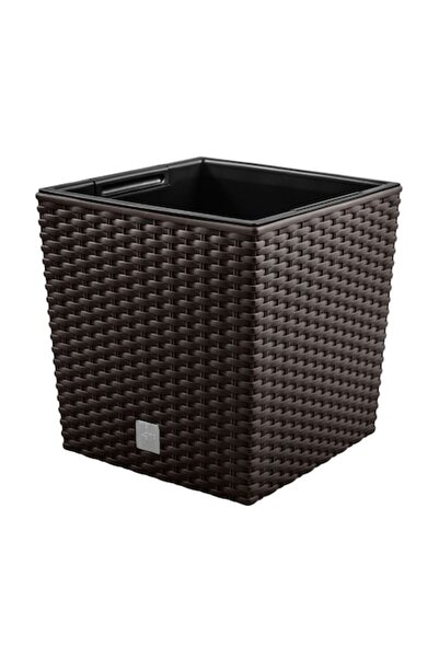 Prosperplast Ghiveci de flori, Prosperplast, Rato Low, patrat, imitatie ratan, maro, 22,3x22,3x22,8 cm