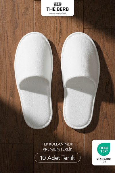 TheBerb 10 пар | Білі одноразові преміум-капці для готелів та спа-центрів | Нековзна підошва