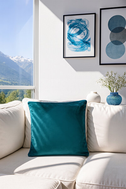 Premier Home Velvet Cushion Cover Petrol V1 40X40