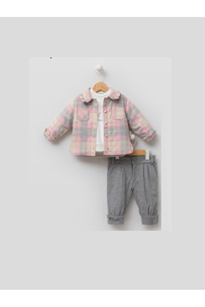 Babydola طقم ملابس رياضية مكون من 3 قطع: سترة وبنطلون من القطن الممشط