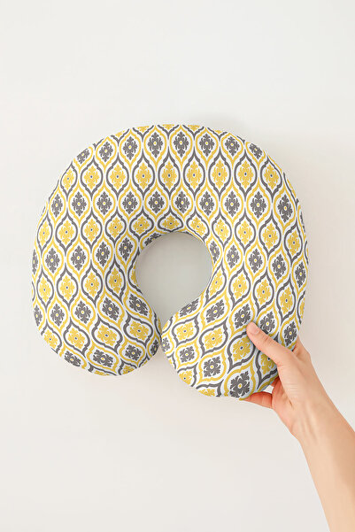 Evimde Bambaşka Classic Geometric Patterned Neck Pillow - Yellow Gray Modern ...