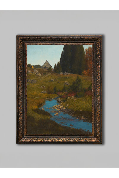 WoodyArts Ζωγραφική με θέα στο βουνό στη φύση – Χάλκινο αντίκες πλαίσιο