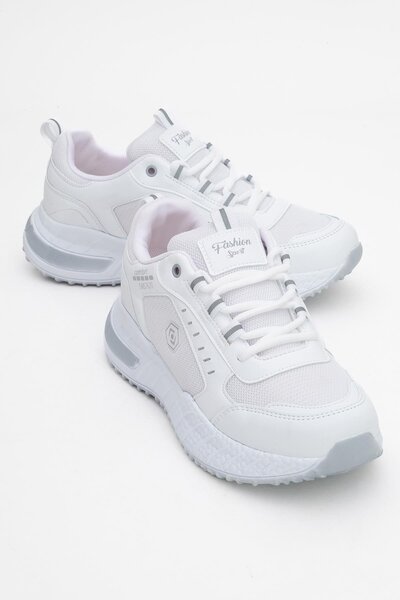 CCWAY AYAKKABI Pantofi sport anorak cu șireturi pentru femei ALB GRI