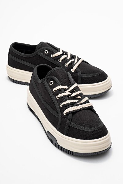 CCWAY AYAKKABI Λινά Γυναικεία Αθλητικά Παπούτσια ΜΑΥΡΟ ΛΕΥΚΟ