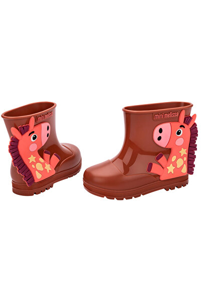 Mini Melissa Μπότες Welly Wonderland καφέ χρώματος