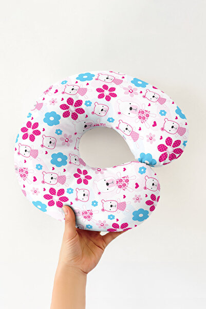 Evimde Bambaşka Pernă de călătorie din bumbac cu model de flori de ursuleț dr...