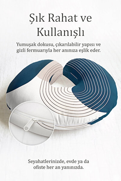 Evimde Bambaşka Minimalistički jastuk za vrat sa valovitom linijom Sa deznom ...