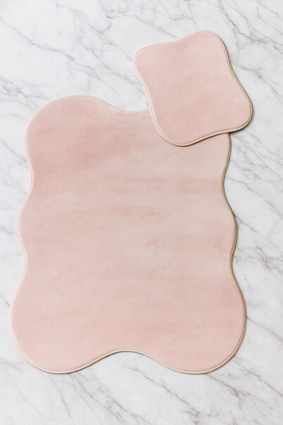 Bestekar Σετ χαλάκι μπάνιου Lina Powder 80x140 - 50x70 Αδιάβροχο δερμάτινο με μαλακή επιφάνεια που δεν σκουριάζει