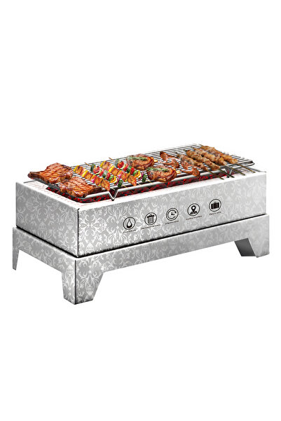 Cady One شواية فحم فورية محمولة قابلة للطي مصنوعة من الفولاذ المقاوم للصدأ للاستخدام مرة واحدة،