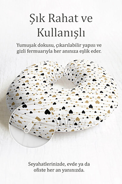 Evimde Bambaşka Jastuk za vrat Heart Sa deznom Pamuk - Moderni zlatni, crni, ...