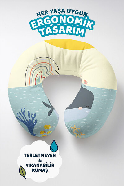 Evimde Bambaşka Slatki jastuk za vrat u obliku kita Sa deznom - jastuk za put...