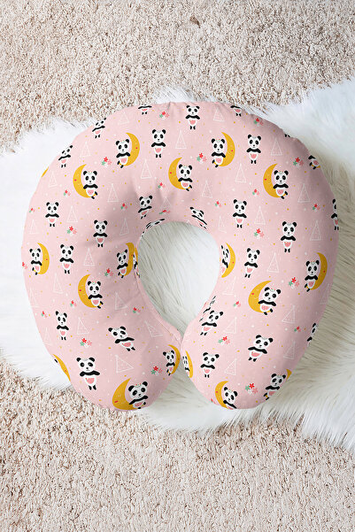 Evimde Bambaşka Pernă pentru gât din bumbac cu figurină de panda - Pernă de c...