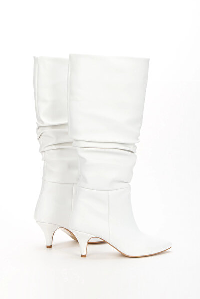 MFT AYAKKABI Жіночі білі чобітки з подвійним підбором та деталями