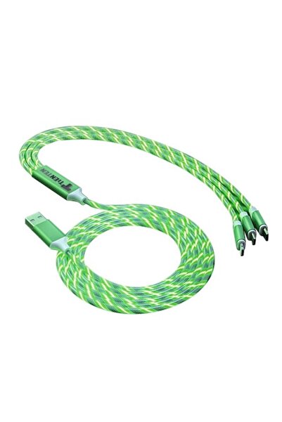 Stone Charging cable 3-in-1 with light flow, Stone®, compatible with lightning, USB-C, micro USB, for And