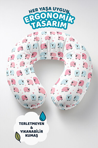 Evimde Bambaşka Jagnje Sa deznom Pamuk paket jastuka za vrat - slatki ružičas...