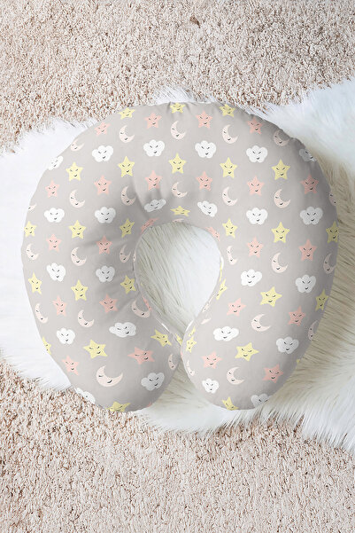 Evimde Bambaşka Pernă de călătorie cu model Cute Cloud Star Moon - Pastel Gri...