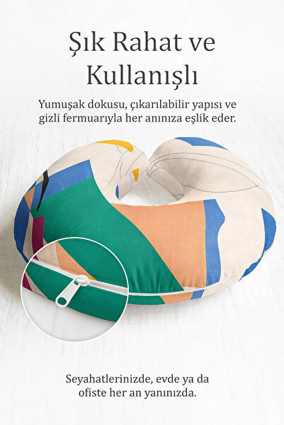 Evimde Bambaşka Moderni šareni geometrijski ergonomski jastuk za vrat - apstr...