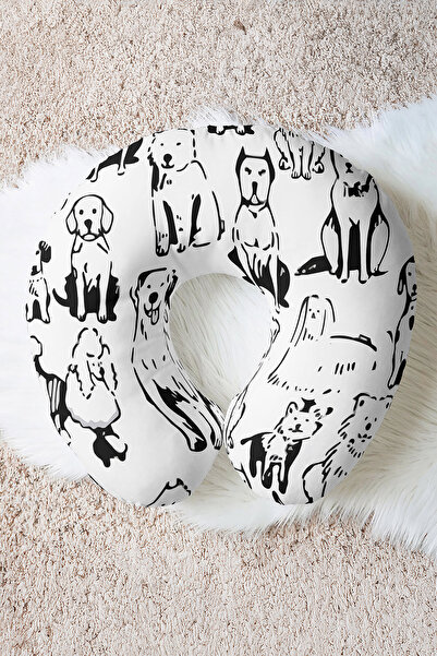 Evimde Bambaşka Pernă pentru gât din bumbac cu figură de câine - Pernă moale ...