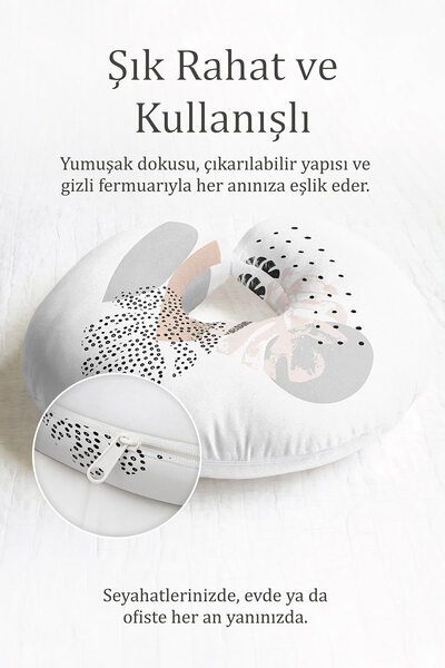 Evimde Bambaşka Minimalistički jastuk za vrat u obliku lista Sa deznom - Mode...