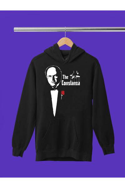 MAGORS Hanorac cu glugă din bumbac imprimat SEINFELD, cu mânecă lungă, cu 3 fire