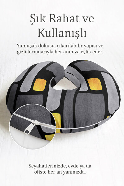 Evimde Bambaşka Ергономічна подушка для шиї з геометричним візерунком - сучас...