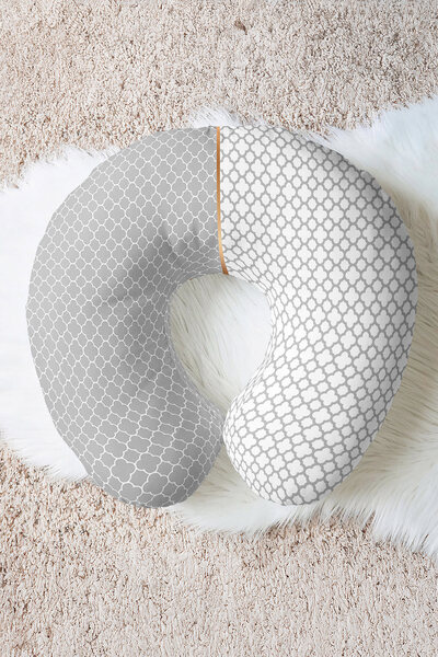 Evimde Bambaşka Pernă pentru gât din bumbac cu model floral geometric - Pernă...