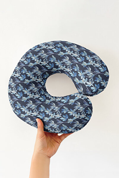 Evimde Bambaşka Pernă ergonomică pentru gât cu model de flori albastre - Pern...