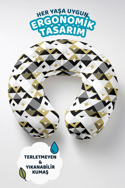 Evimde Bambaşka Geometrijski dezen Ergonomski jastuk za vrat - Moderni crni, ...