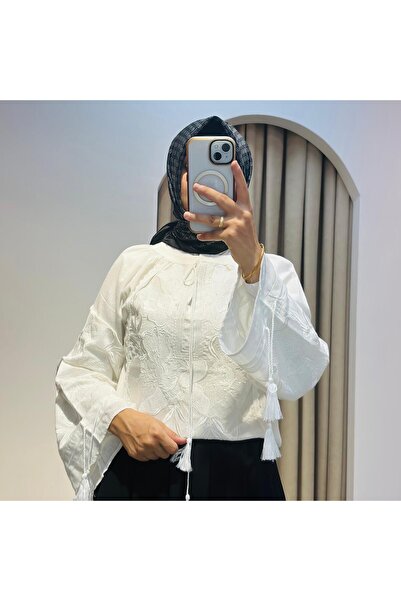 By-esq YAKASI BAĞCIKLI GÖMLEK BEYAZ