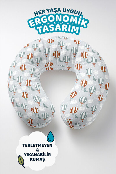 Evimde Bambaşka Balon Sa deznom Pamuk Jastuk za vrat - Pastelni oblačni uzora...