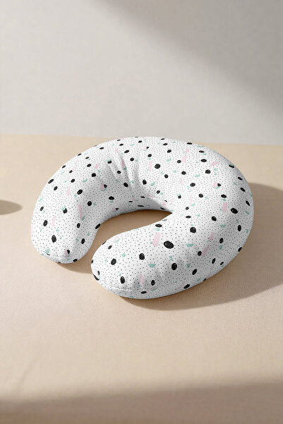 Evimde Bambaşka Modern Geometric Patterned Cotton Neck Pillow - Pastel Black ...