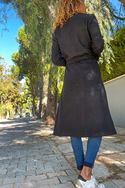 NEW LAVİVA Women's Unlined Belted Cashmere Coat with Pocket Detail 700-3310