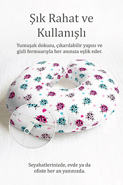 Evimde Bambaşka Šareni jastuk za vrat u obliku bubamara Sa deznom Pamuk - sla...